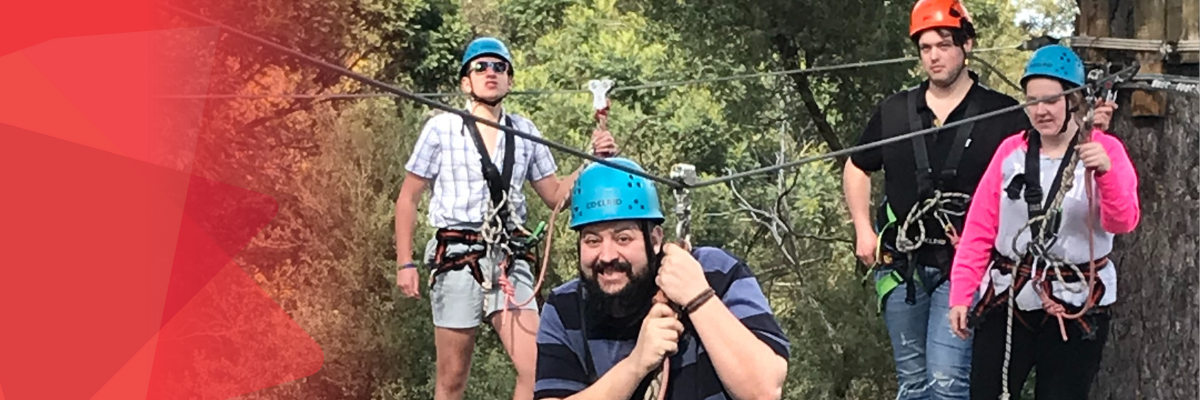 Campers enjoying a ropes course on camp