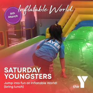 child playing on inflatable obstacles